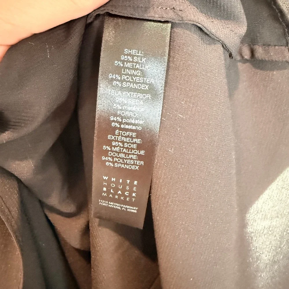 White House Black Market Silk Metallic Sleeveless Top Black Gold Size 8